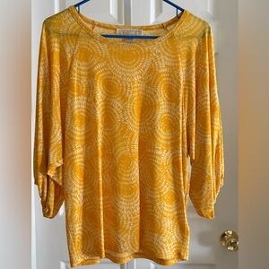 NWOT Michael Kors Sunburst Yellow 3/4 Sleeve Top